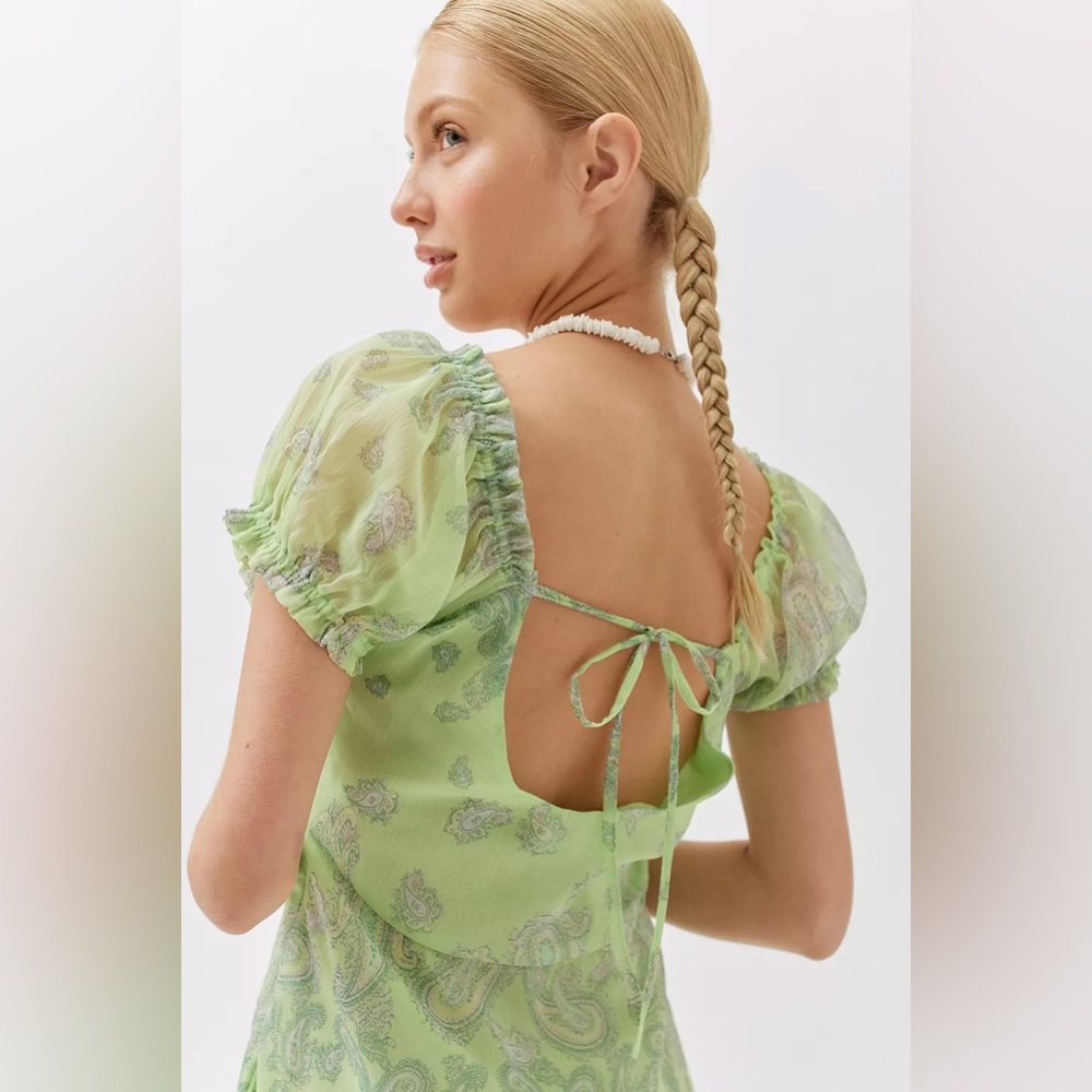 Urban Outfitters Becca Printed Puff Sleeve Mini Dress - Picture 4 of 11